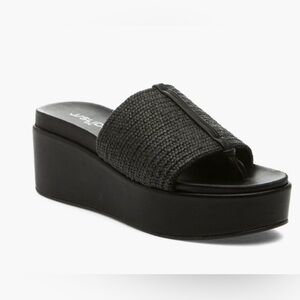 NWT J/SLIDES Quo stretch raffia sandal Black Size 8.5